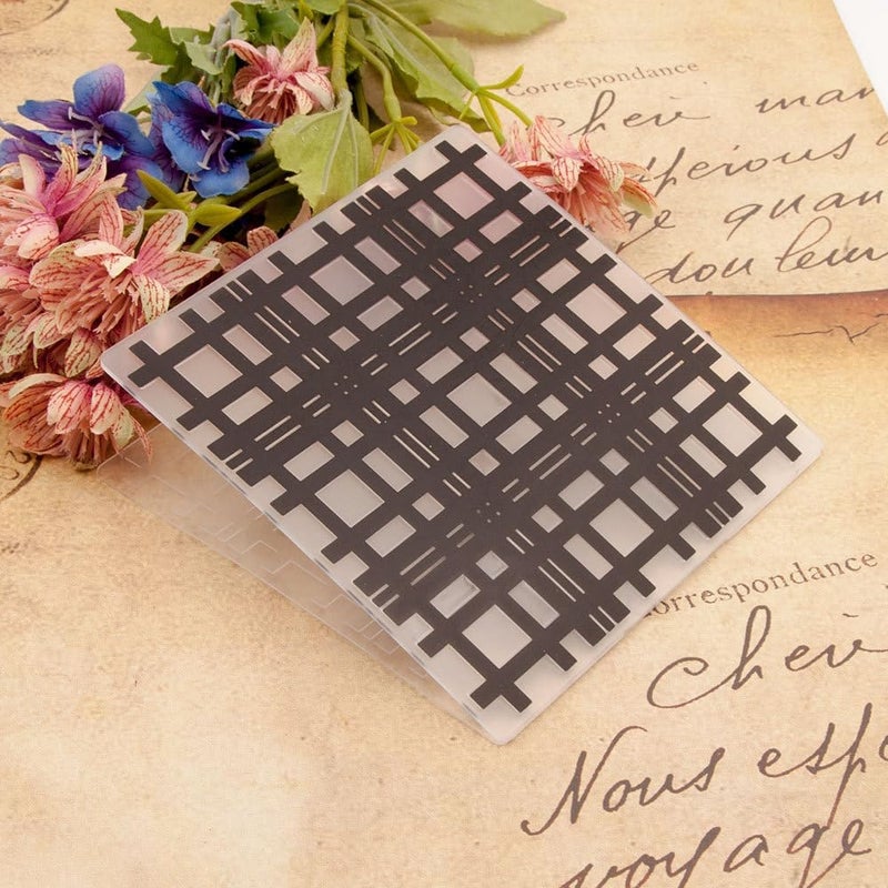 Arbuya Plaid Background Plastic Embossing Folder (5.9"x5.9''| Plaid Pattern) Paper Crafts Embossed Folder for Card Making Scrapbooking - Image 5